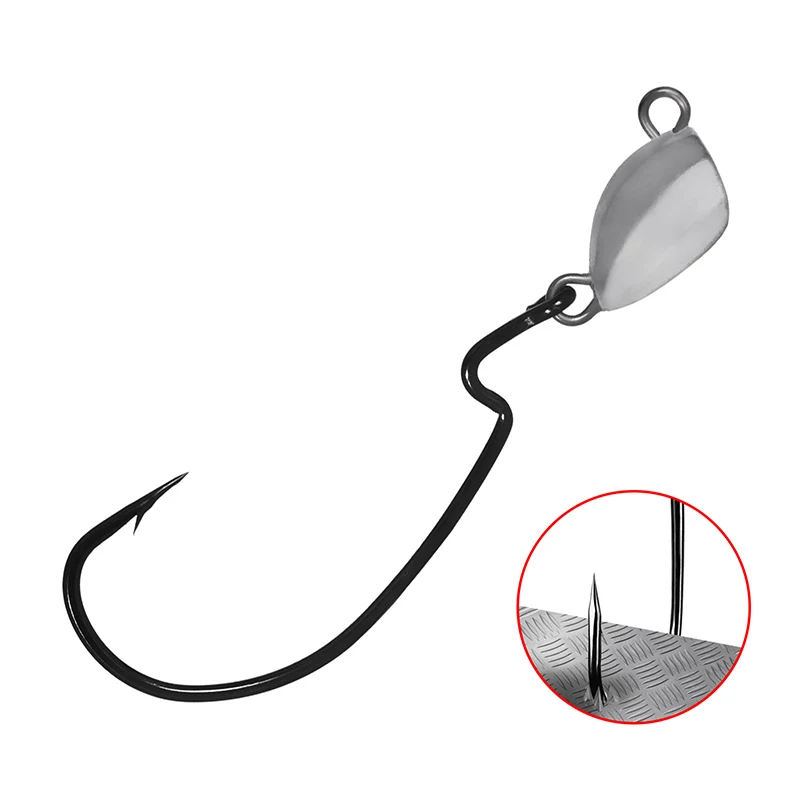 Anzuelo de pesca de acero con alto contenido de carbono, nuevo anzuelo con cabeza plomada, obstáculos cruzados, gusano Offset, señuelo, 5 piezas, 3,5g, 5g, 7g, 10g, 13,5g, 19g - imagen 4