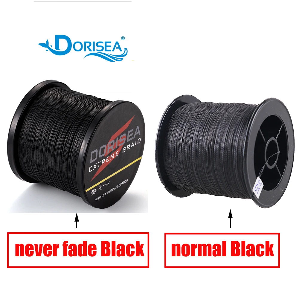 DORISEA "NEVER FADE" negro rojo 8 hebras 100M 300M 500M 1000M 2000M PE hilo de pescar trenzado multifilame