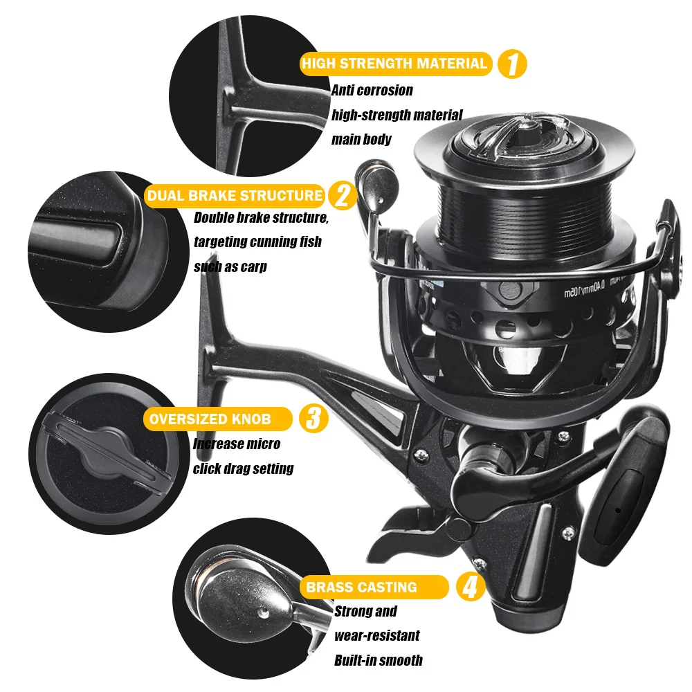 Carrete De Pesca De carpa giratorio fuerte doble arrastre 12-15kg Molinete Carretilha De Pesca Olta Makaralar carretes De mar accesorios Mar - imagen 5