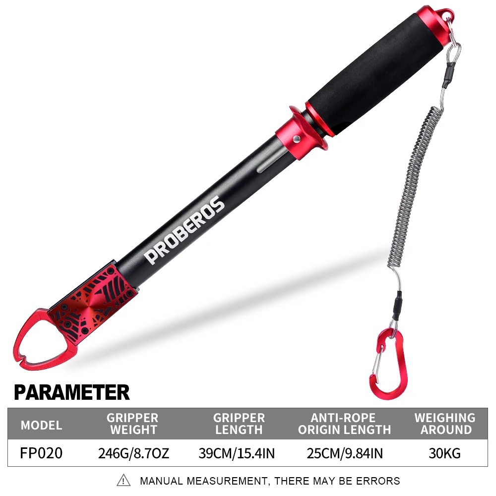 PROBEROS-agarre de pescado de aleación de aluminio, pinza de pesca anticorrosión de 39cm, controlador de pescado de 30KG, abrazadera de agarre con alambre antideslizante - imagen 2