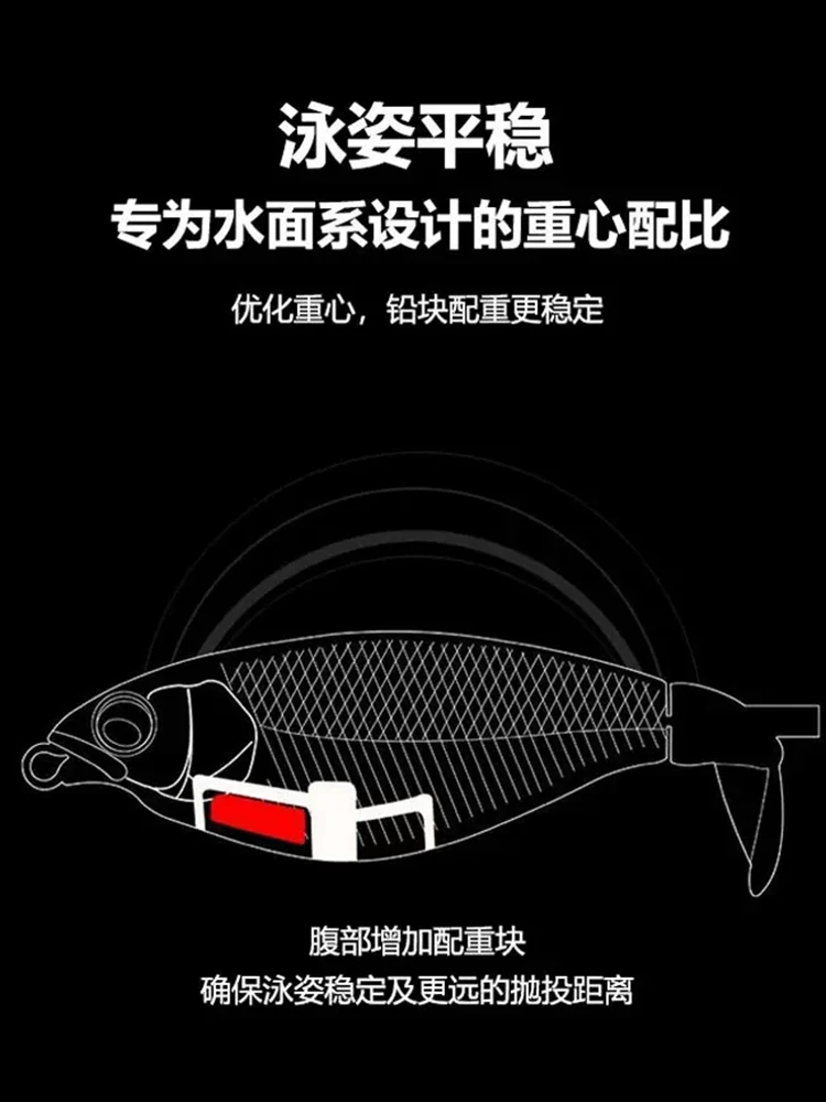 Equipo de pesca PD, juego de cebo Luya, hélice, lápiz flotante, punta de pesca, cebo de pescado negro - imagen 3