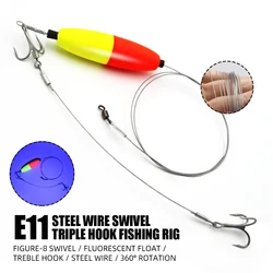 ZYZ 1 pieza de aparejos de cebo de pesca ideales para bagre rosa con 7 hebras de alambre de acero flotador anzuelos triples aparejos de bagre aparejos de Lucio