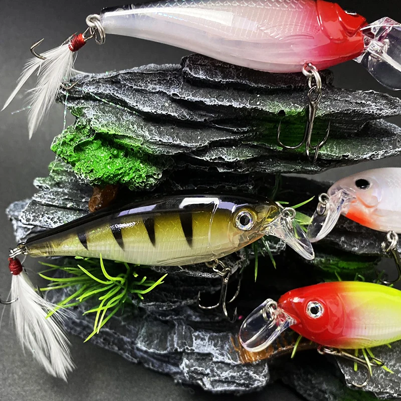 Señuelos de pesca de pececillo que se hunden, 90mm, 12g, para lubina, perca, cebo Artificial, anzuelo de plumas, Swimbait, equipo de Wobblers de pesca - imagen 5
