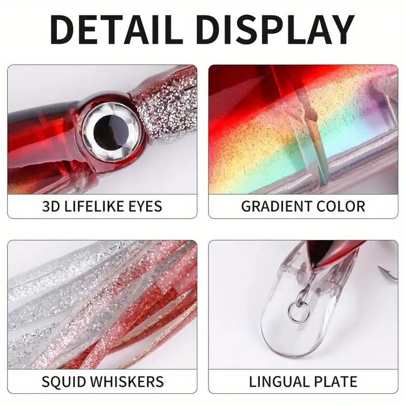 6 unids/lote Señuelos de Pesca plantillas de pulpo de calamar con falda anzuelo de cebo de lubina aparejos de plantilla Crankbait - imagen 4