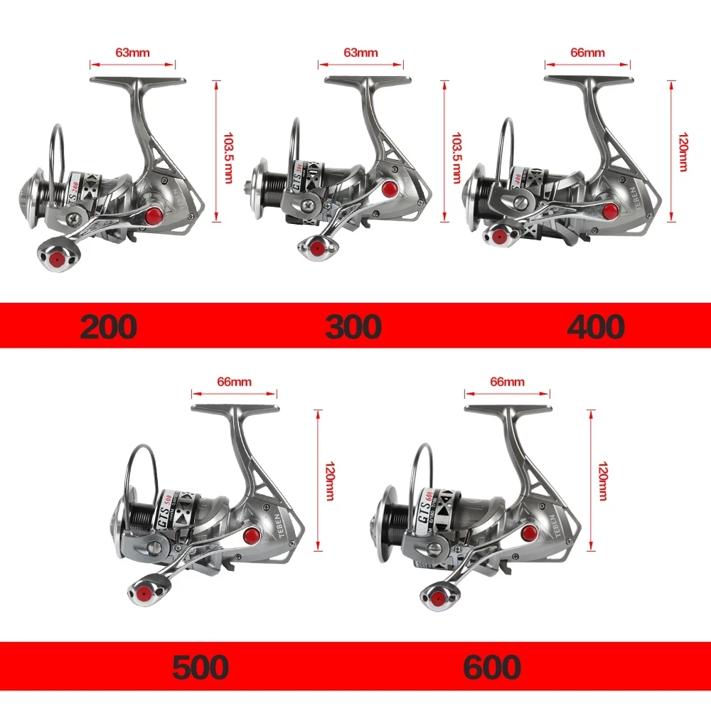 TEBEN-carrete de pesca giratorio de GTS100-600, accesorio de Metal, arrastre máximo de 18KG, mango de acero inoxidable, para agua de mar, carpa, hielo, invierno, 5,2: 1 pesca carrete de pesca carrete de pesca carretes - imagen 5