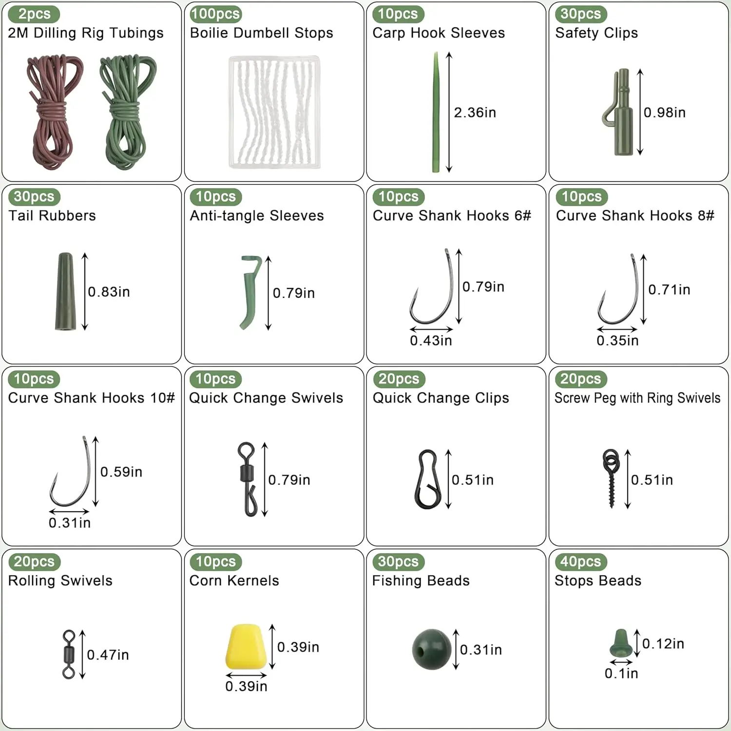 Caja de aparejos de pesca de carpa, 362 Uds., manga antienredos, alineador de línea, tapón de tornillo de cebo, accesorios de pesca de carpa preatados - imagen 2