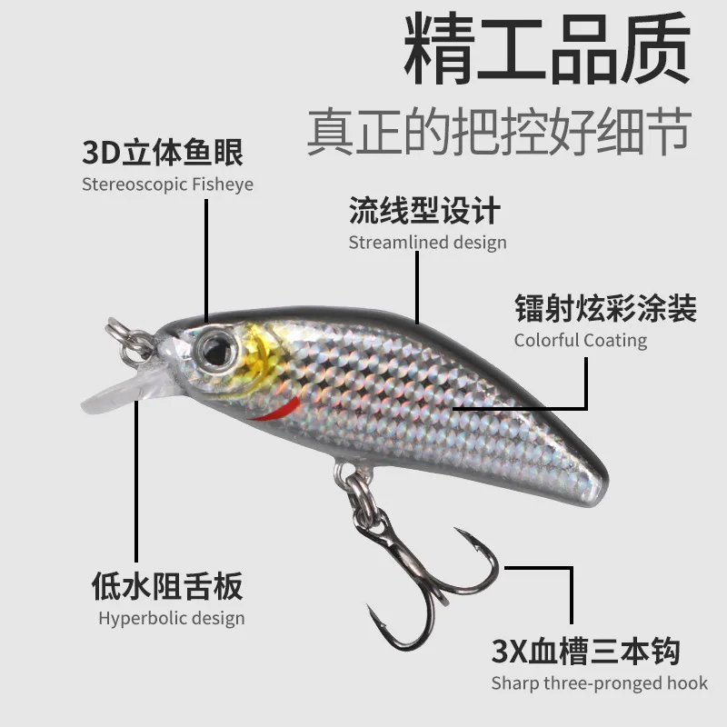 Mini pececillo hundido 40mm 2,4g Señuelos de Pesca Jerkbaits Peche cebo Artificial Wobbler señuelo para pesca de carpa lubina de trucha - imagen 2