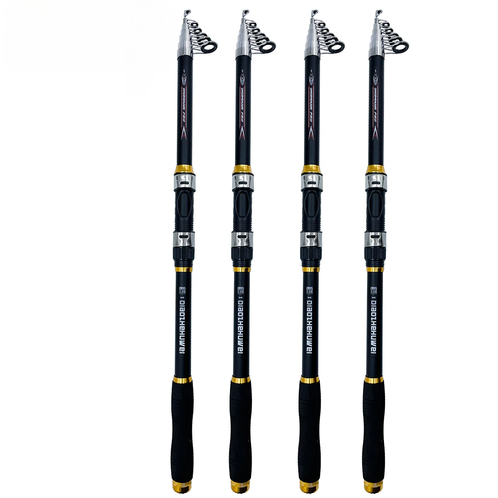 GHOTDA 2,1/2,4/2,7/3,0/3,6 M caña de pescar giratoria de mar ultraligera de fibra de carbono portátil caña de pescar telescópica negra carpa para trucha - imagen 2