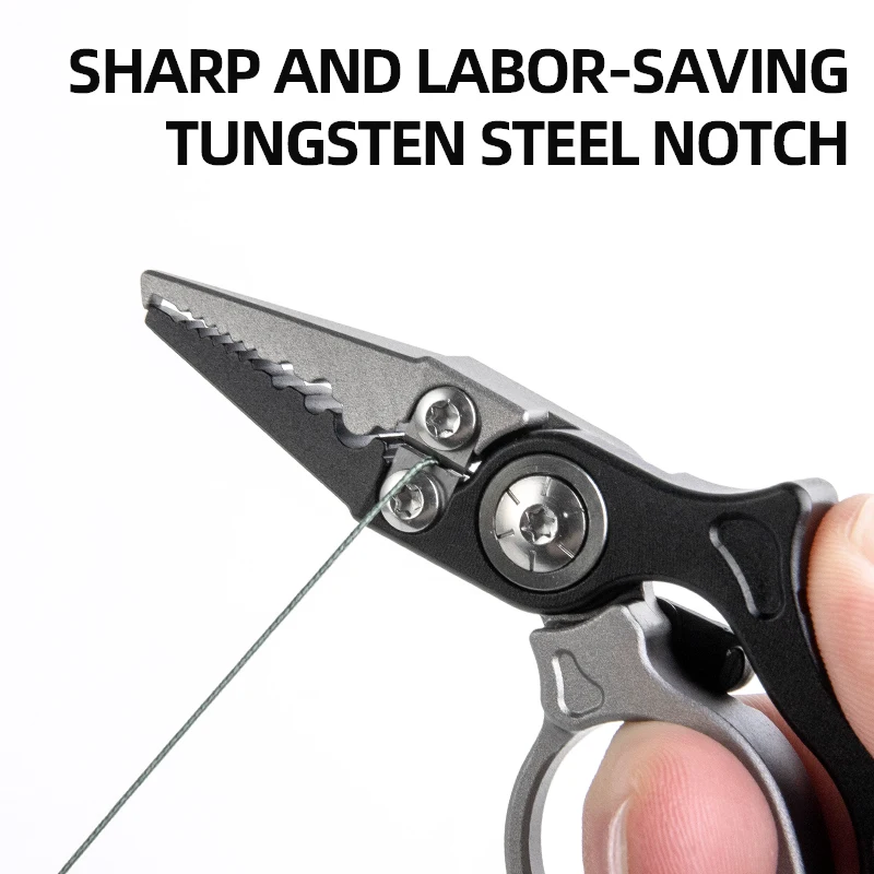 Alicates de pesca de aleación de aluminio, Mini alicates para señuelos, anzuelo y herramienta removedora de sedal de pesca trenzada, alicates de anillo dividido, multiherramienta de pesca - imagen 5