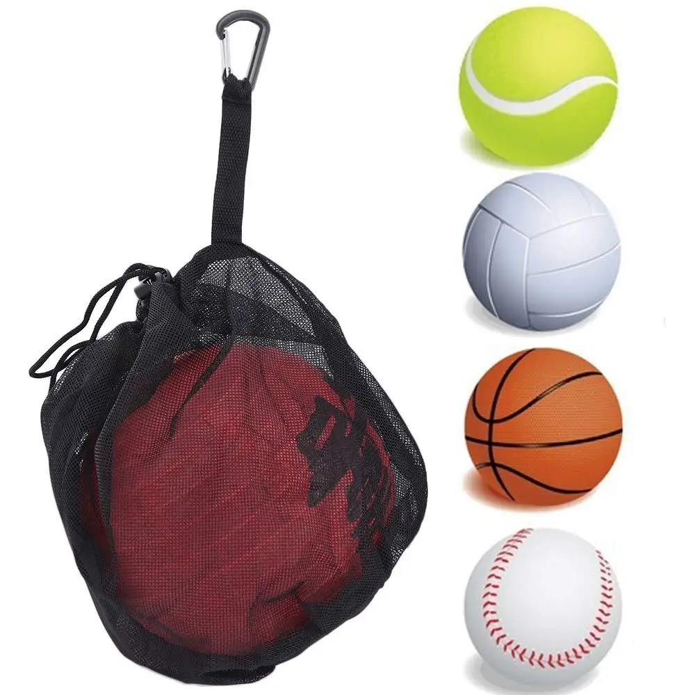 Bolsa de malla con Clip para pelotas, soporte para pelotas, bolsa de almacenamiento de baloncesto con cordón, bolso de tela Oxford, bolsa individual para pelotas, voleibol y fútbol - imagen 3