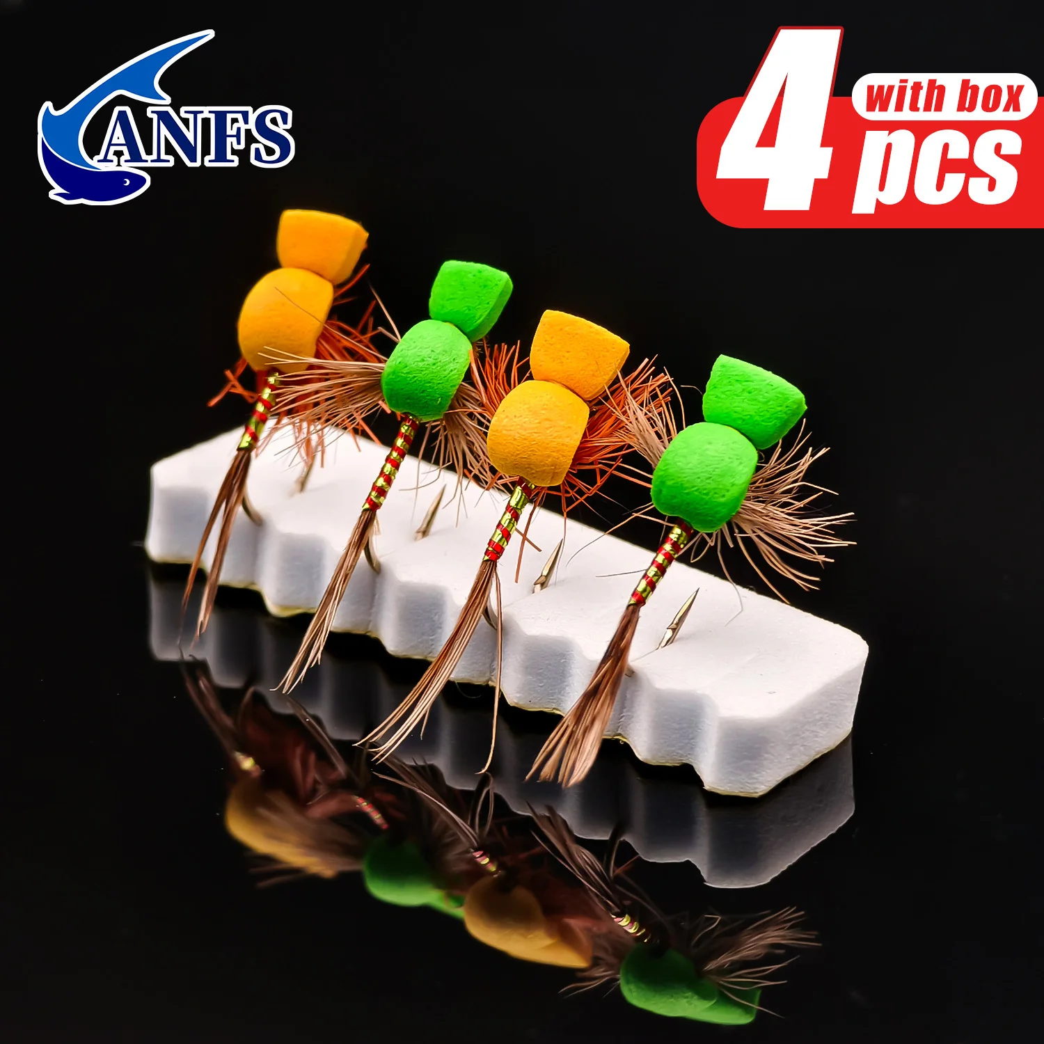 ANFS Fly Mayfly señuelo mosca cebos 4 piezas pesca con mosca para trucha salmón lubina bagre