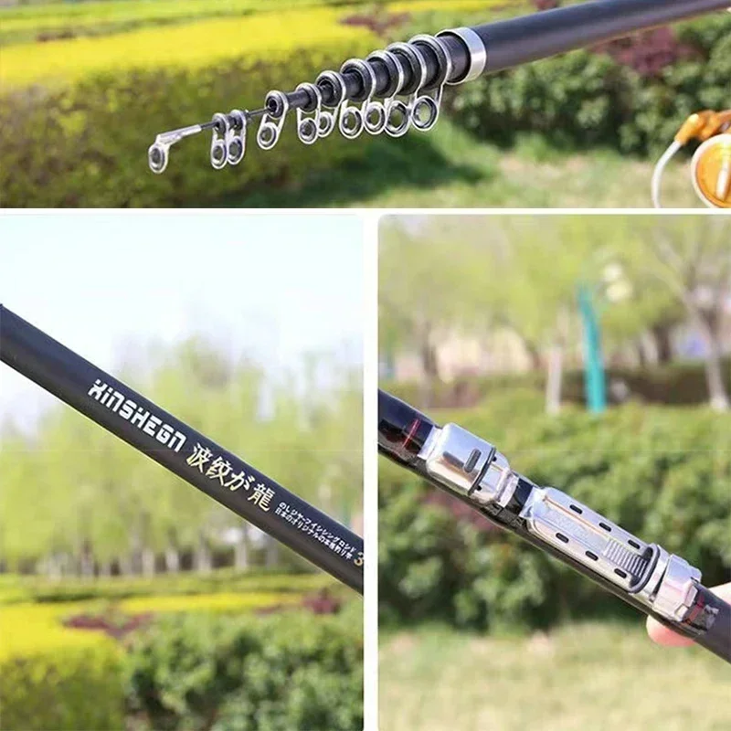 Pesca rocosa giratoria portátil telescópica as2.7M,3.6M,4.5M,5.4M,6.3M caña de pescar viaje mar barco roca caña de pescar carpa - imagen 5