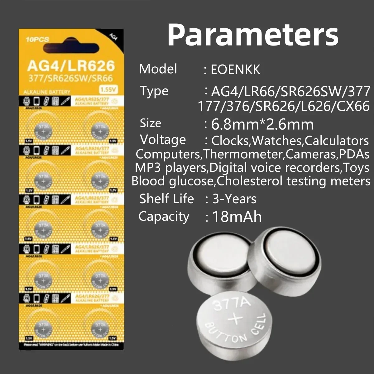Pilas Botón AG4 LR626 para Relojes – 1,55V Sin Mercurio - imagen 3