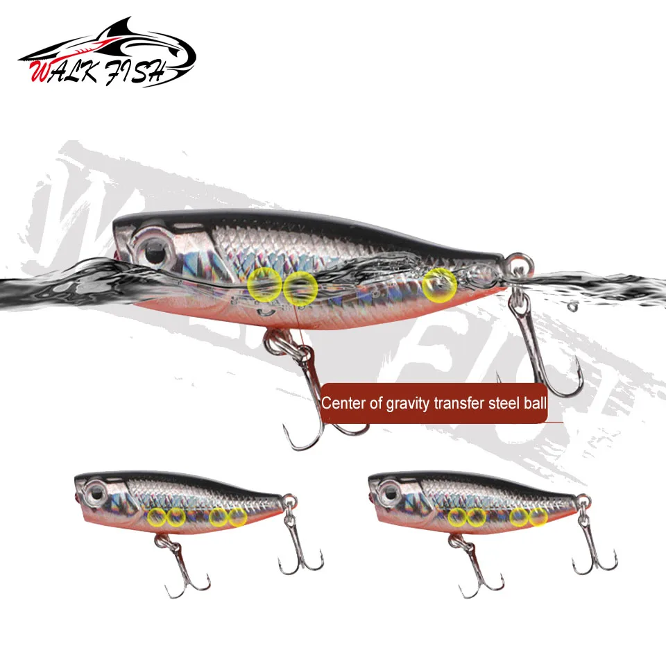 WALK FISH-señuelo de pesca Popper, 45mm, 3,3g Isca Artificial, cebo duro para lubina, Lucio, trucha - imagen 2