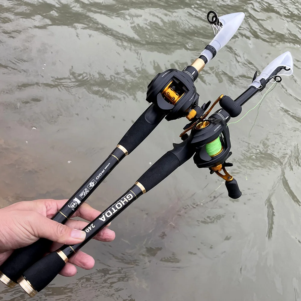 Juego de carretes de Pesca, caña y carrete, ultraligeros portátiles, 17 + 1BB, relación de transmisión 1,6: 1, 2,4-7,2 m - imagen 5