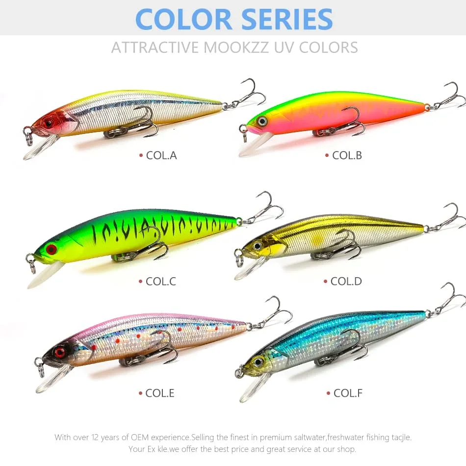 MOOKZZ-Señuelos de Pesca duros, cebos Wobblers de calidad Minnow, aparejos de pesca Artificiales Profesionales, buena acción, 14CM, 25,7G - imagen 5