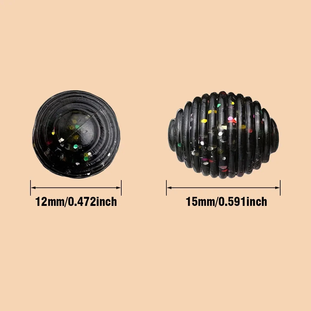 24 Uds Luya cebo blando PVC Micro Material agua vesícula biliar pelota Rugby patata negro Pit pescado cebo salado accesorios de pesca señuelo - imagen 5
