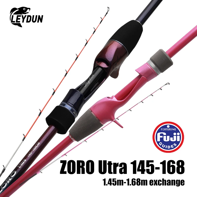 LEYDUN ZORO-caña de pescar ultraligera 3 + 1, 145/168, punta de Tianium, guía Fuji, sepia, caña de fundición portátil, barco de calamar, webfooted