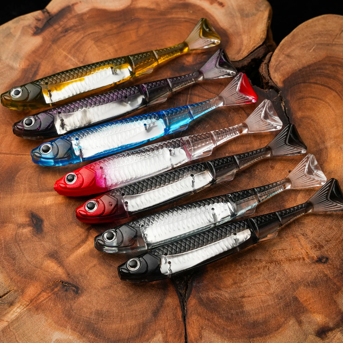 5 uds/pkt Shad 3 "plástico suave 8cm 3,2g señuelo Flash pez como cola en T aparejos de pesca blandos - imagen 3