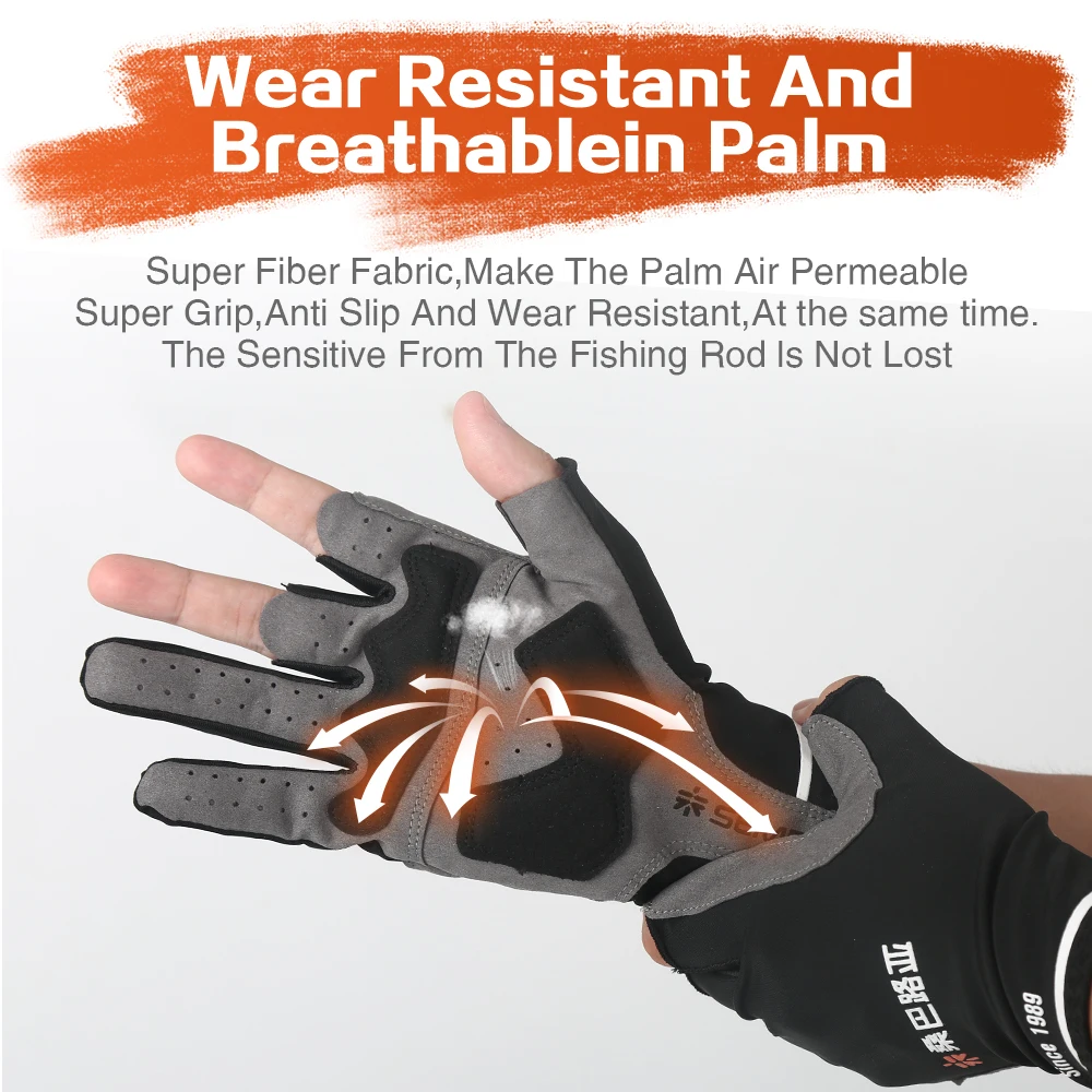 ZUKIBO-guantes de pesca universales para hombre y mujer, ropa deportiva transpirable de tres dedos para exteriores, medio dedo - imagen 2