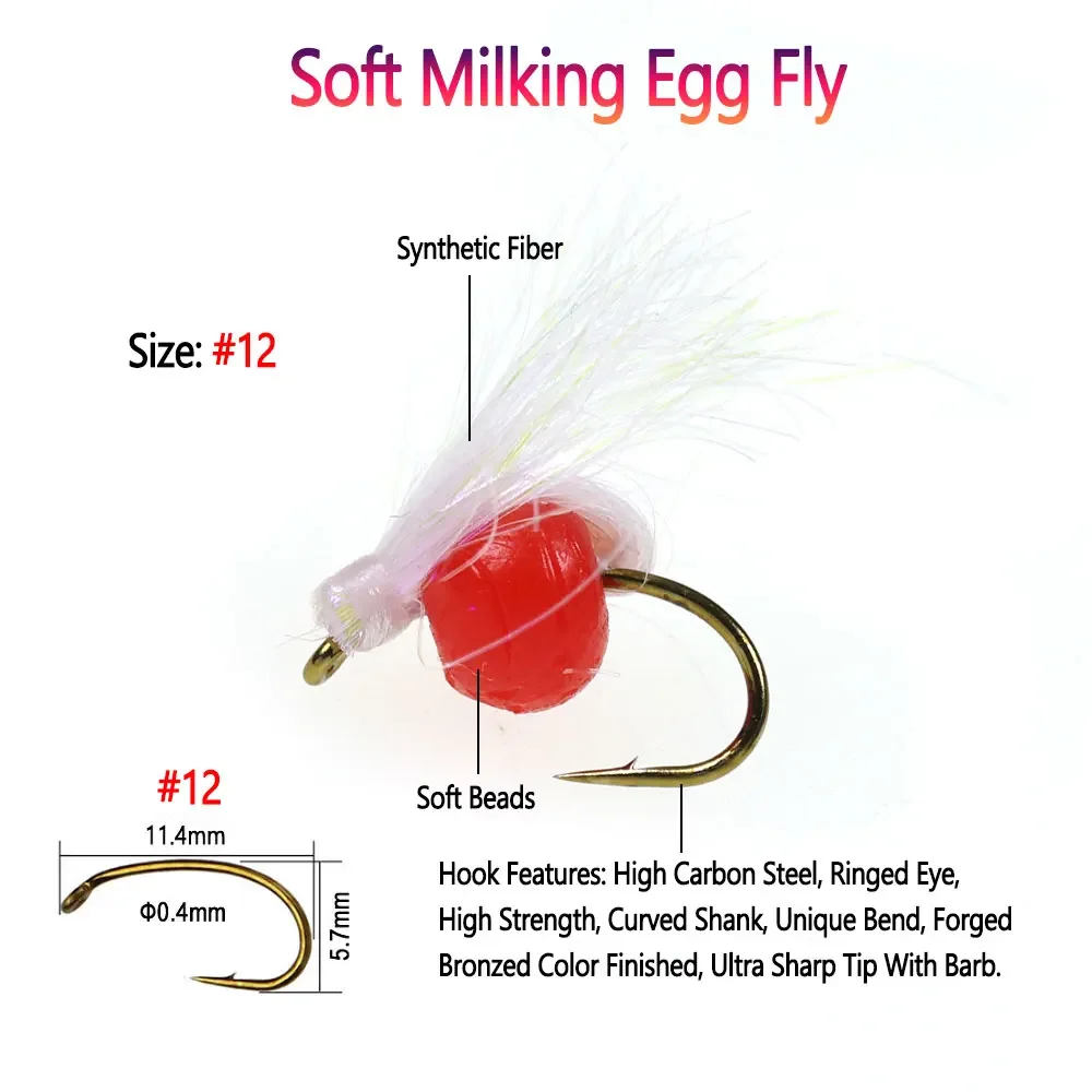 Bimoo 8PCS # 12 huevos de ordeño suaves artificiales mosca realista salmón pez Roe Glo Bug trucha Char Steelhead Grayling Señuelos de pesca - imagen 2