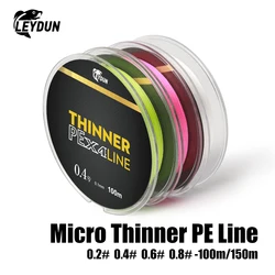Micro THINNER líneas de pesca 100M 150m MT8 4 hebras trenzadas PE Japón monofilamento línea de pesca