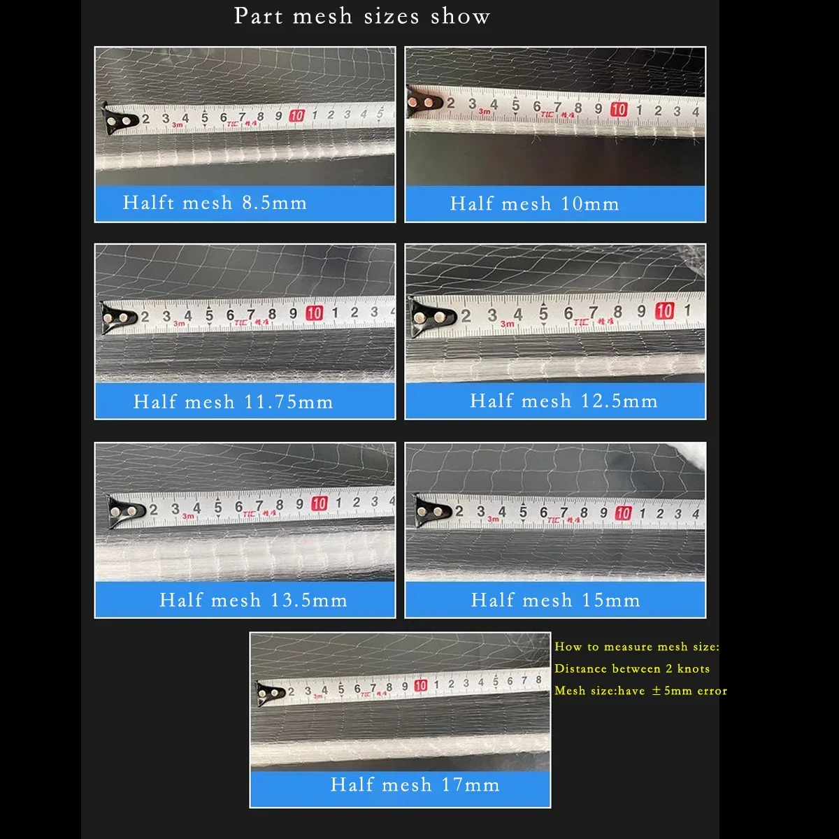 POUI COME DREAM Red de pesca de nailon monofilamento, productos semiacabados, red de una sola capa, línea suave de 0,08 mm, malla de 6,5 mm a 9,25 mm - imagen 5