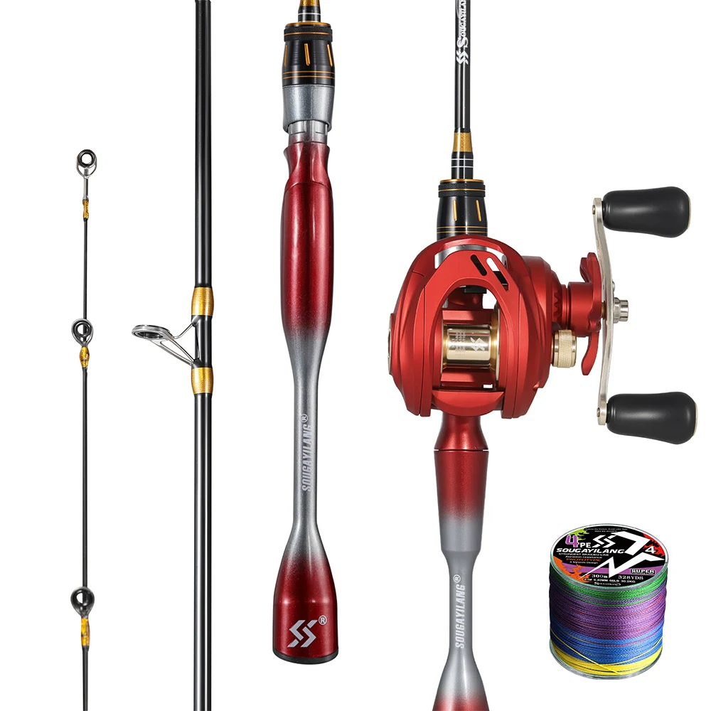 Combo caña carrete Sougayilang 1.8m carbono – Spinning para lubina