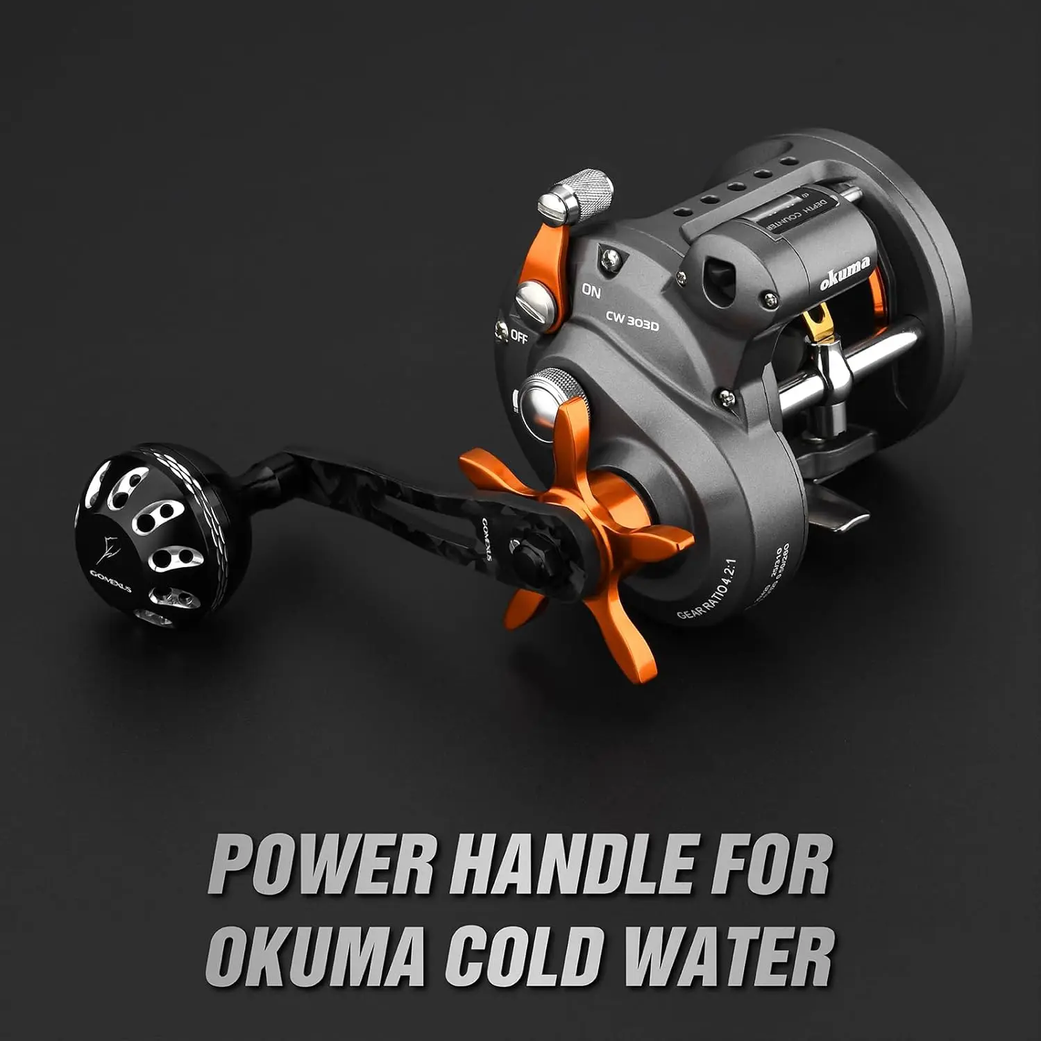 Mango de alimentación GOMEXUS Compatible con Okuma, mango de carrete de pesca de agua fría Linecounter, carbono forjado de 85mm - imagen 4