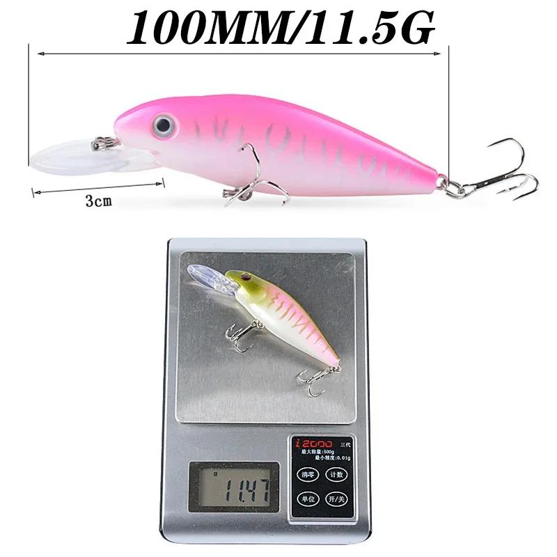 Señuelos de Pesca inteligentes Minnow, 10cm, 11,5g, Wobblers flotantes de Pesca, Jerkbait de agua dulce y salada para Lucio, aparejos de Pesca de trucha, 1 ud. - imagen 2