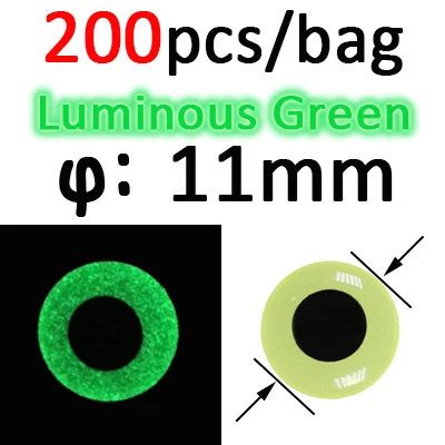 200pcs 11mm Green