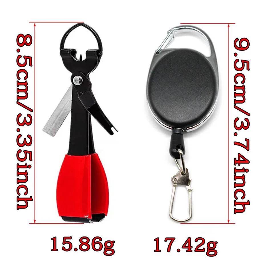 Retractor Zinger y tijeras del set de pesca MNFT