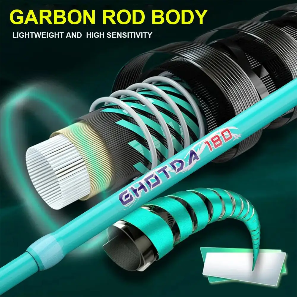 Caña de pescar de carbono portátil multifuncional, 4/5 secciones, acción media, intercambiable de manos izquierda y derecha, caña de señuelo de carbono telescópica - imagen 5