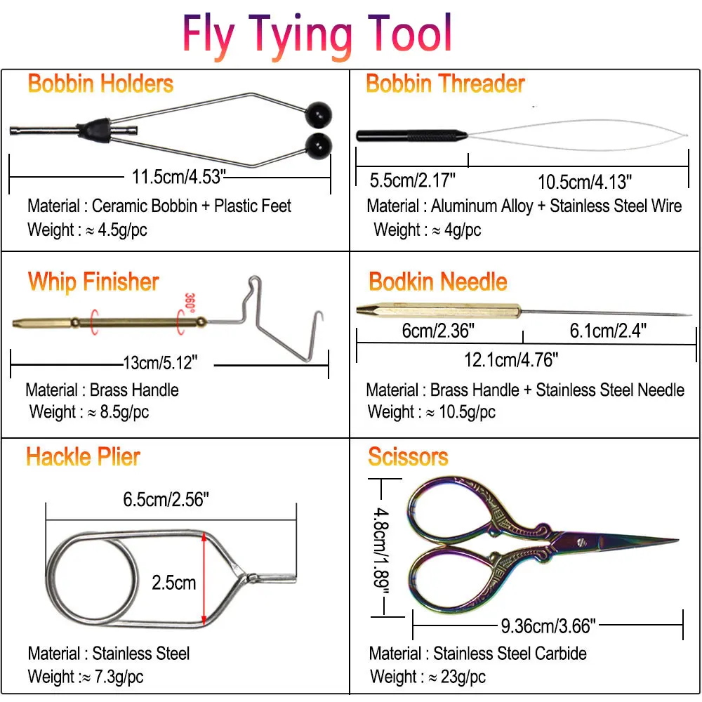 Bimoo-tornillo de acero endurecido para atar moscas, herramienta para hacer señuelos, soporte de bobina, enhebrador, rotación de 360 °, 200D - imagen 5