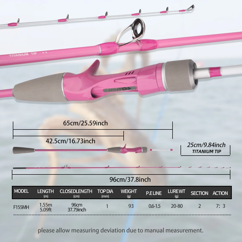 ROLLFISH 1,55 m fibra de carbono punta de titanio barco de calamar varilla de Jigging lenta Action7:3 agua salada y ligera incluye bolsa de almacenamiento de varilla - imagen 4