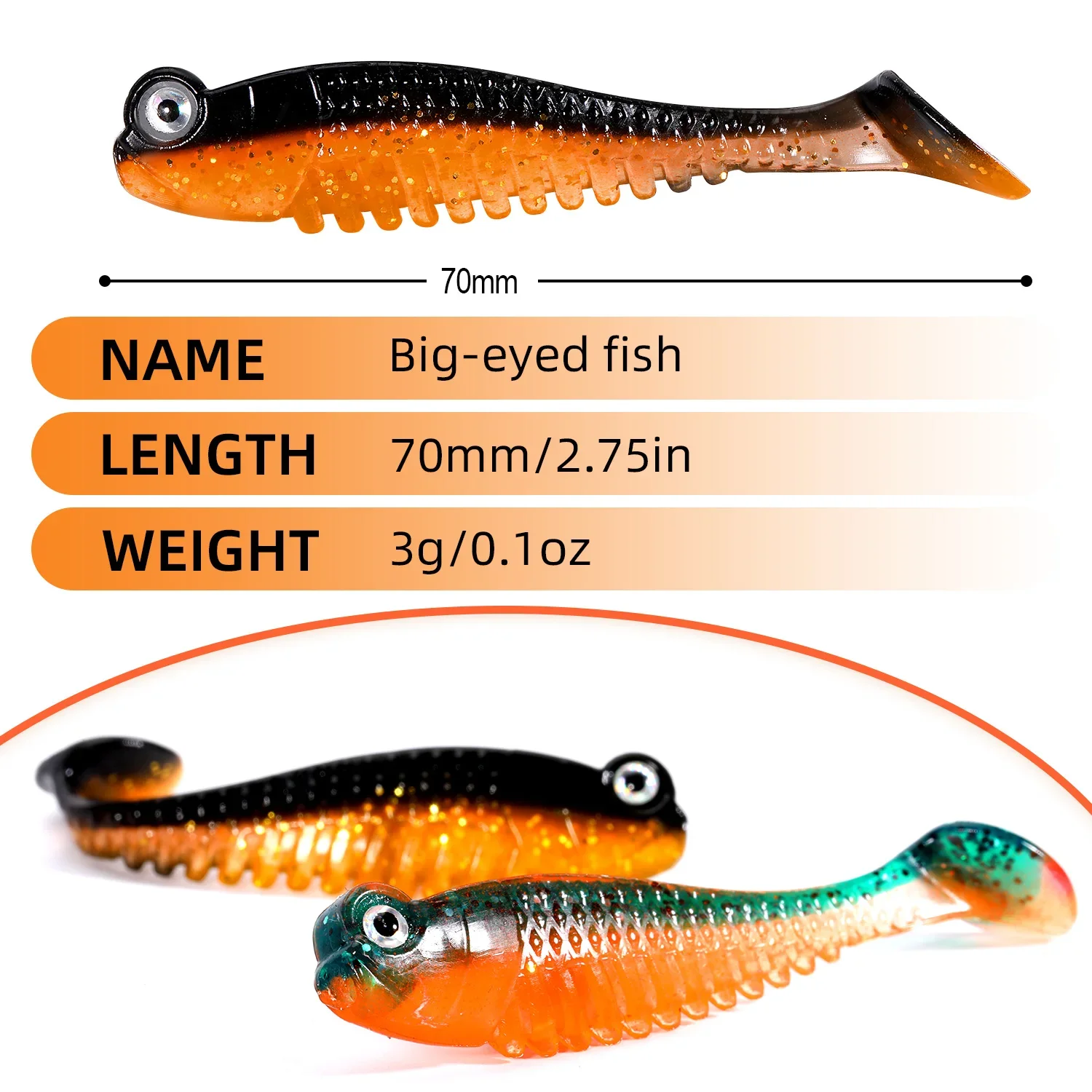 5 uds 10 Uds 20 piezas cebo Artificial de silicona suave cebo falso cebo de Pesca de mar 70mm 3g T cola Wobbler Pesca accesorio de Pesca - imagen 4