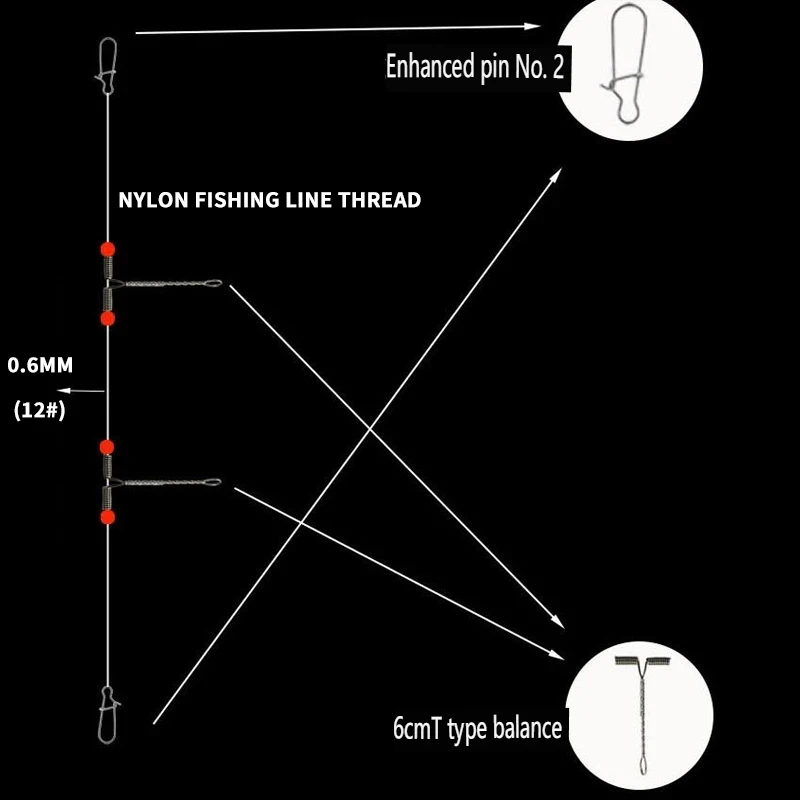 Aparejos de pesca PD, Tenpin de pesca en el mar, en forma de T, conjunto de línea trenzada pequeña, sublínea de agua dulce de Roadrunner, soporte de pesca en forma de Y - imagen 3