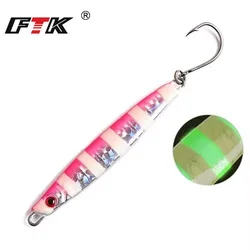 FTK 40g 60g Micro Jig luminoso señuelo de pesca de mar 9cm 10,5 cm cebo duro de Jigging de Metal con gancho de asistencia