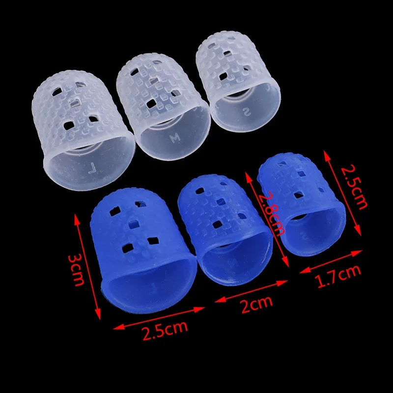 Caliente 4 unids/set Wjite protectores de dedos de silicona protectores de dedos de guitarra para ukelele guitarra S M L Color transparente púas de guitarra - imagen 3