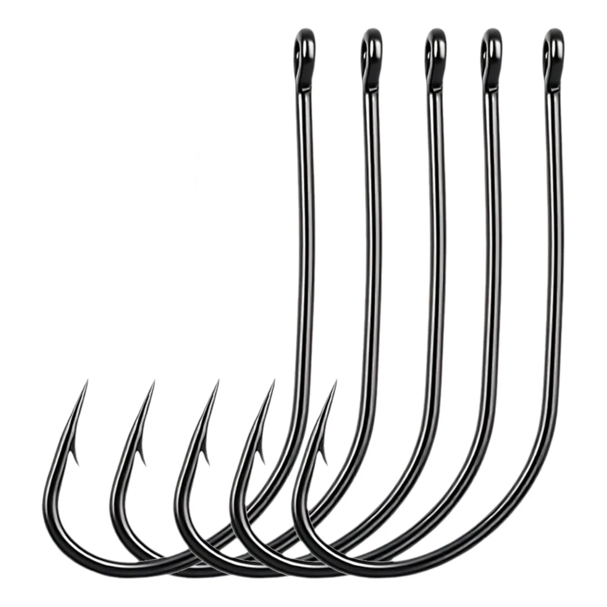 25 uds-50 Uds anzuelo de pesca de vástago largo señuelo de pesca anzuelo de cebo gancho de gusano circular gancho de púas de acero alto en carbono para accesorios de carpa