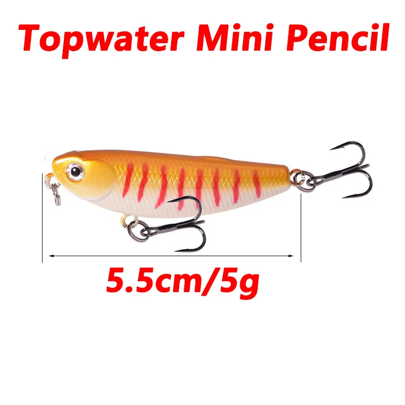 1 Uds. Señuelos de pesca con lápiz de agua superior 50mm 5,5g Trolling Minnow Wobblers Swimbait Isca cebo duro Artificial aparejos de Crankbaits de lubina - imagen 3