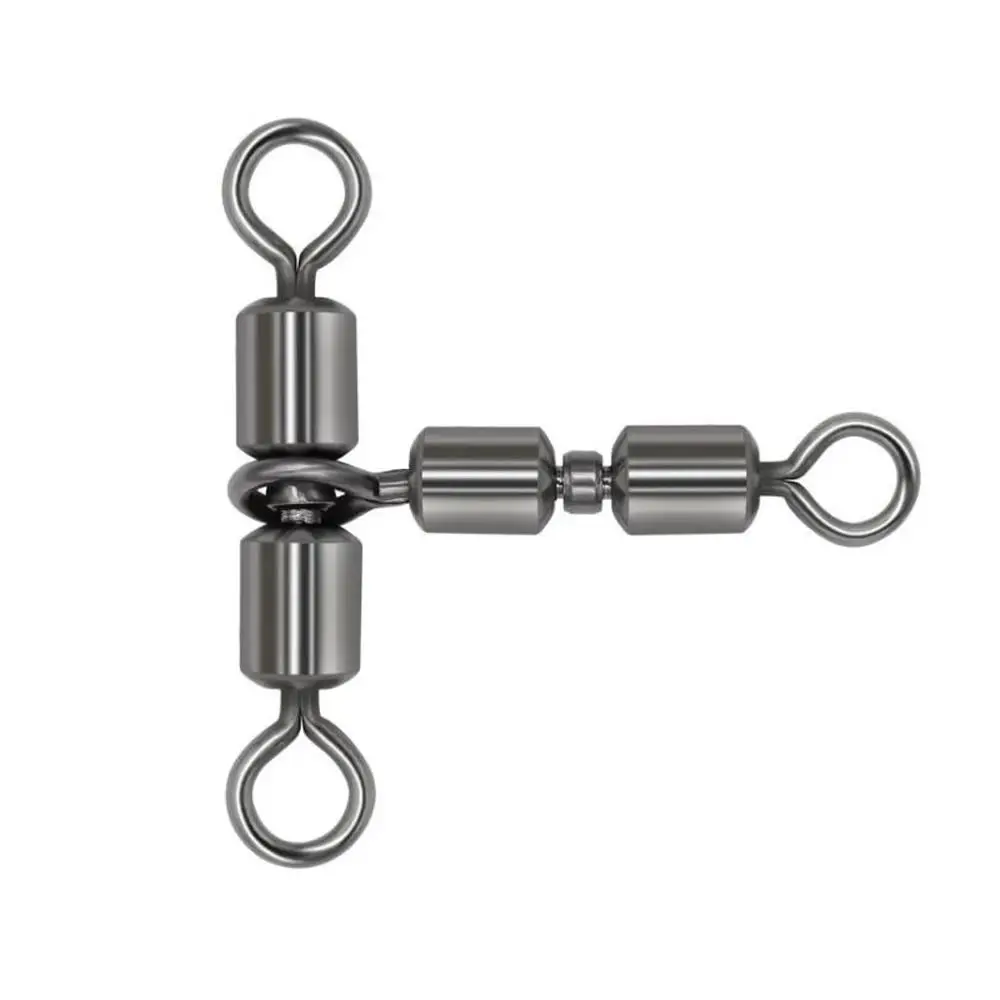 Anzuelos rodante Triple conector giratorio rodamiento pesca giratorio conector sólido anillo sólido aparejos de pesca conector de pesca - imagen 2