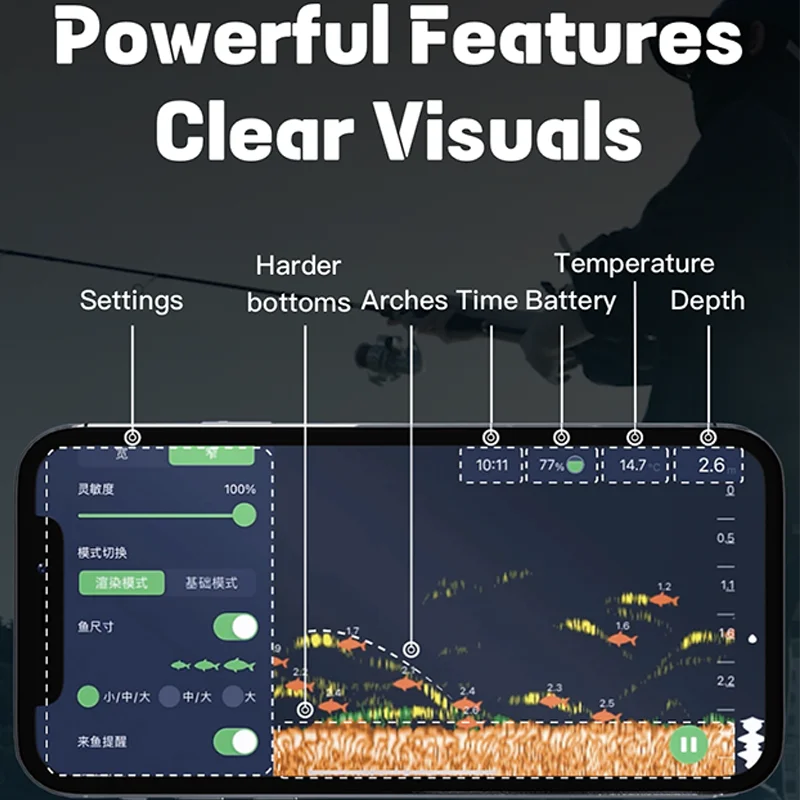 Buscador de peces WiFi Deepbalance, 100m de distancia, 100m de profundidad, Sonar inalámbrico, buscador de peces, adecuado para pesca iOS y Android - imagen 3