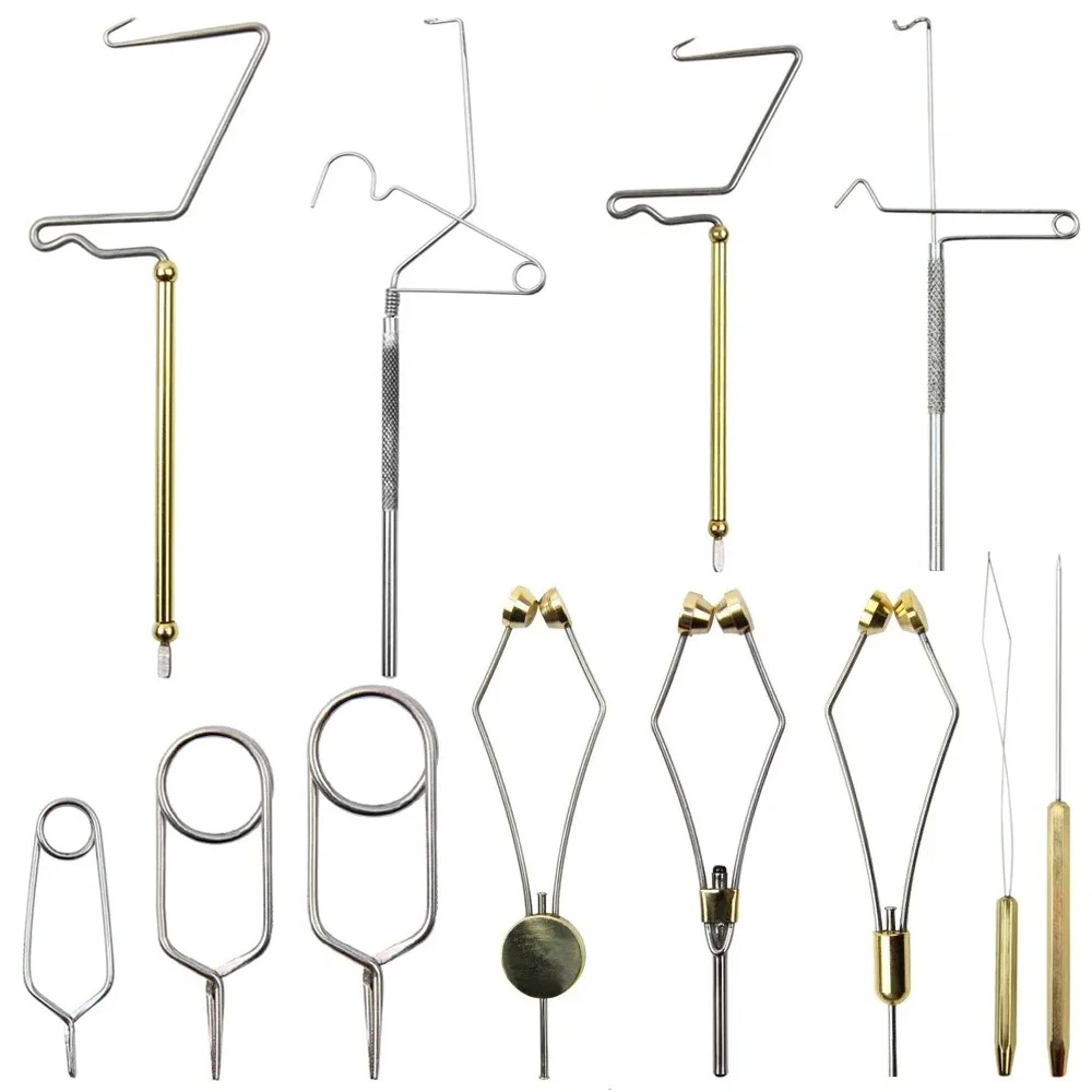 Kit de herramientas para atado de moscas, tornillo de banco para atado de moscas, bobina de hilo, látigo, anudador, aguja Bodkin, alicates para pesca con mosca, Kit de iniciación