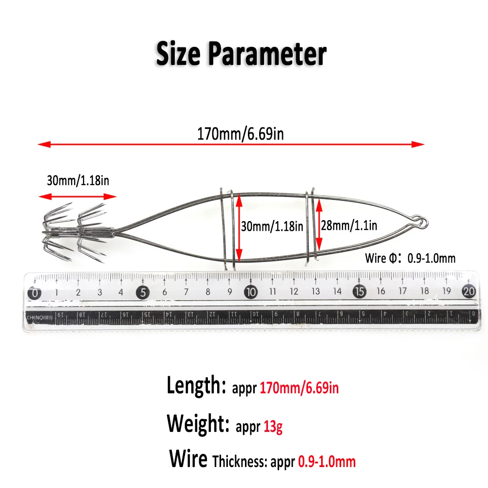 Wifreo-anzuelo de calamar de acero inoxidable, punto luminoso, gancho de paraguas de doble capa, calamar, sepia, pulpo, anzuelos de pesca - imagen 3