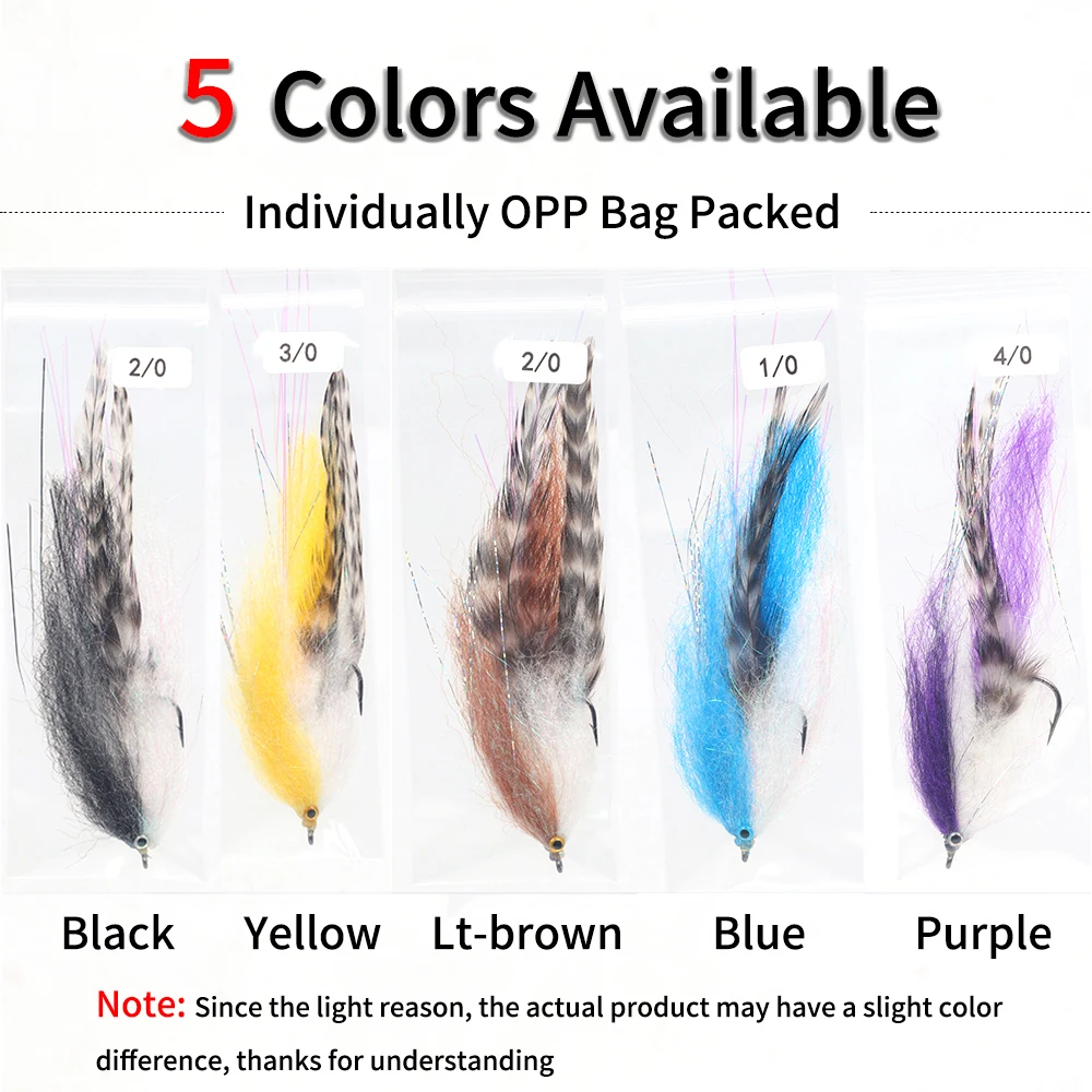 ICERIO 1/0 - 4/0 pesca con mosca Streamer moscas EP fibra sedosa vástago largo ganchos finos Flasher señuelo para mosca cebo para trucha lubina - imagen 4