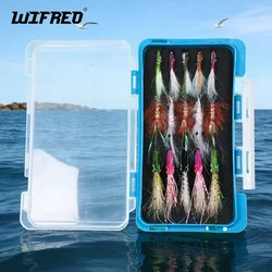 Wifreo - Juego de 15 Moscas de Pesca con Efecto Flash Back, Mosca de Camarón con Ojo 3D, Mosca de Calamar, Señuelos de Pesca para Trucha, Lubina, Atún, Agua Salada y Agua Dulce