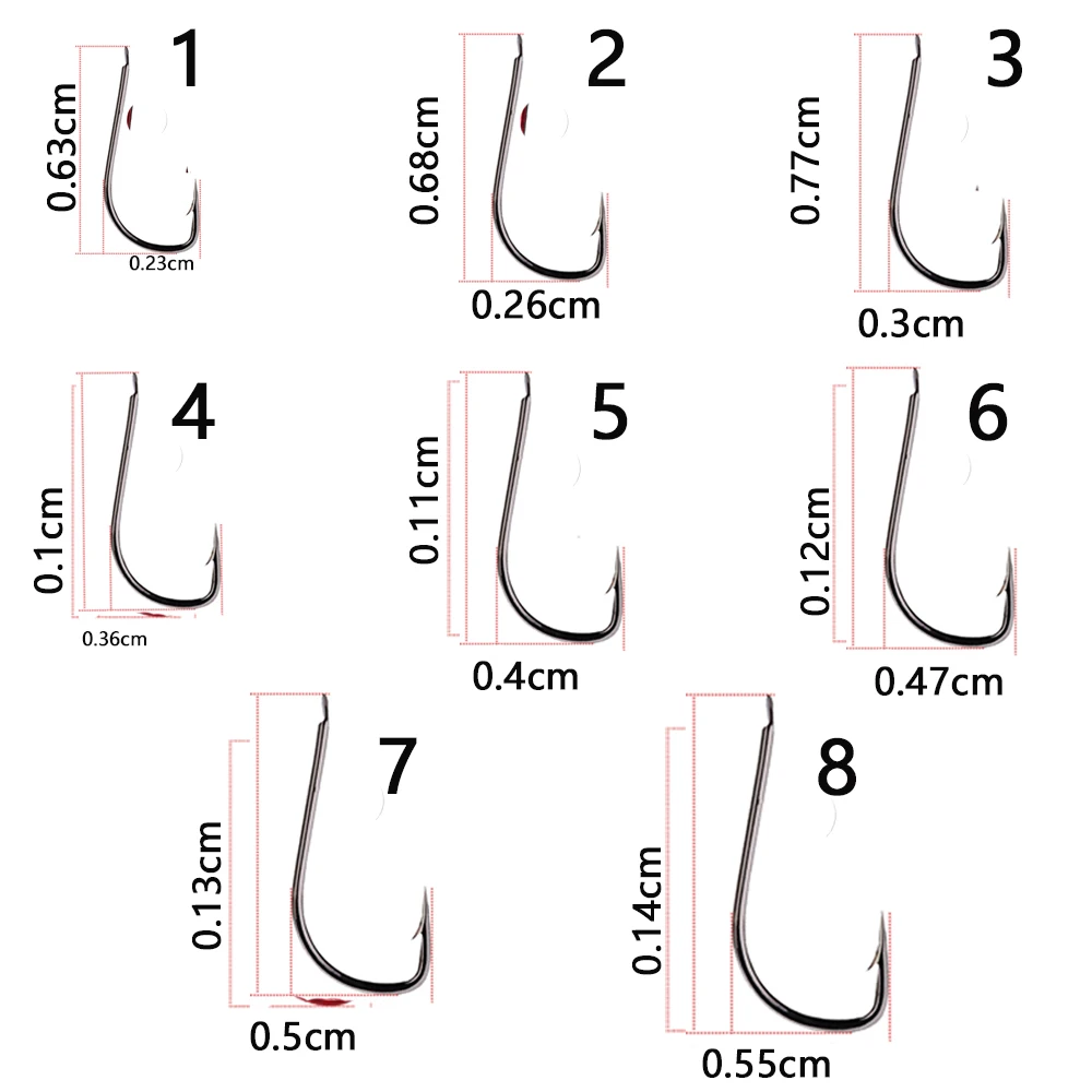 20 piezas/lote anzuelo de pesca Sode tamaño 1-8 #   Aparejos de pesca con cebo de afilado de acero al carbono con púas negras fuertes - imagen 5