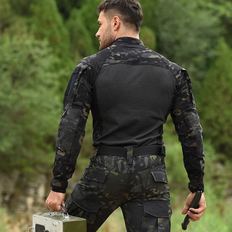 Camiseta táctica del ejército HAN WILD para hombres, ropa SWAT, camiseta de combate militar, camisa de entrenamiento de manga larga, Tops de protección de seguridad - imagen 5