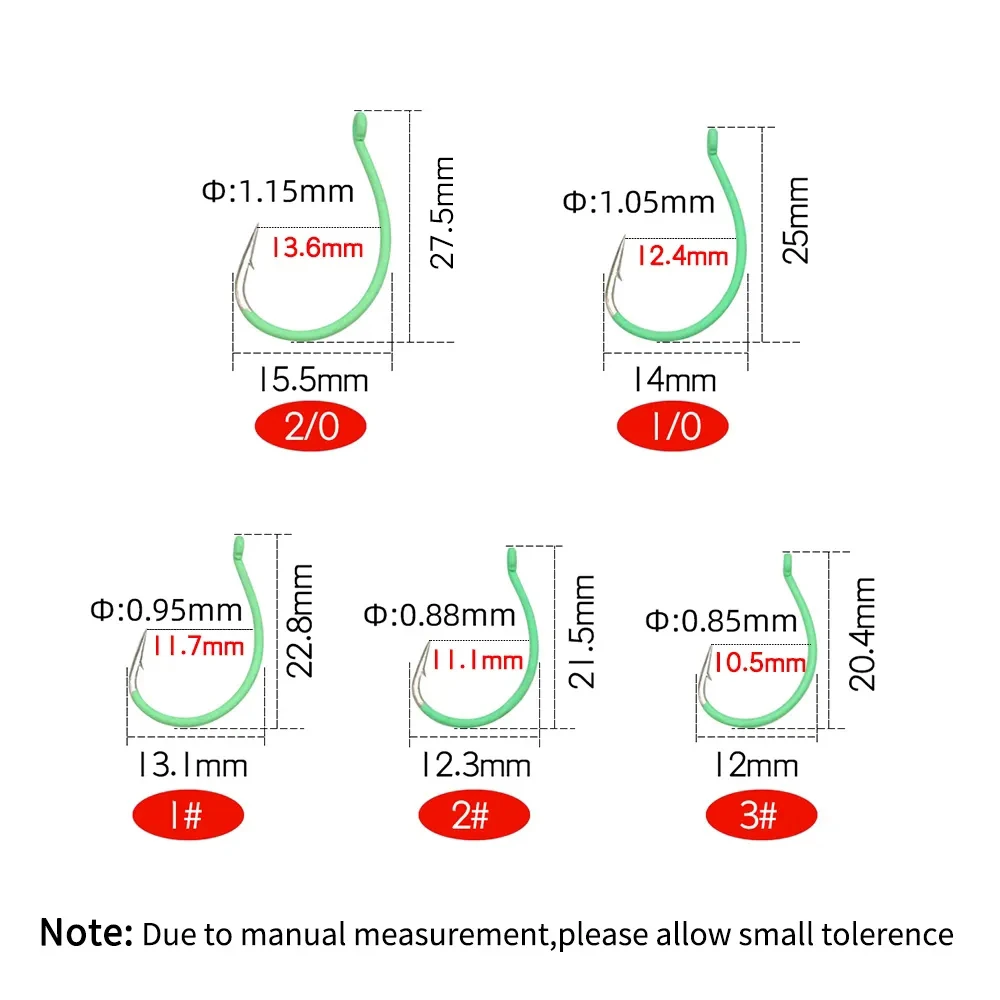 Lionriver 50 piezas # Anzuelo loco de acero rico en carbono 4 - 3/0, anzuelo de gusano suave de espacio ancho, aparejos de aparejo para pesca de lubina - imagen 5